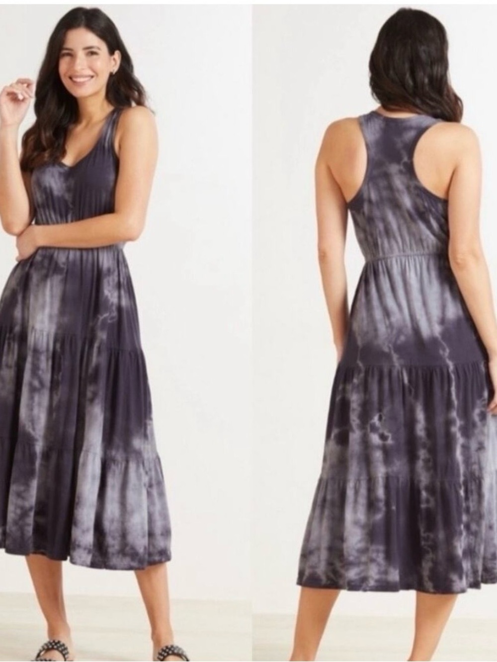 🌸E5- Sundry for Evereve Gray Tie-Dye The Malibu Maxi Dress ☑️